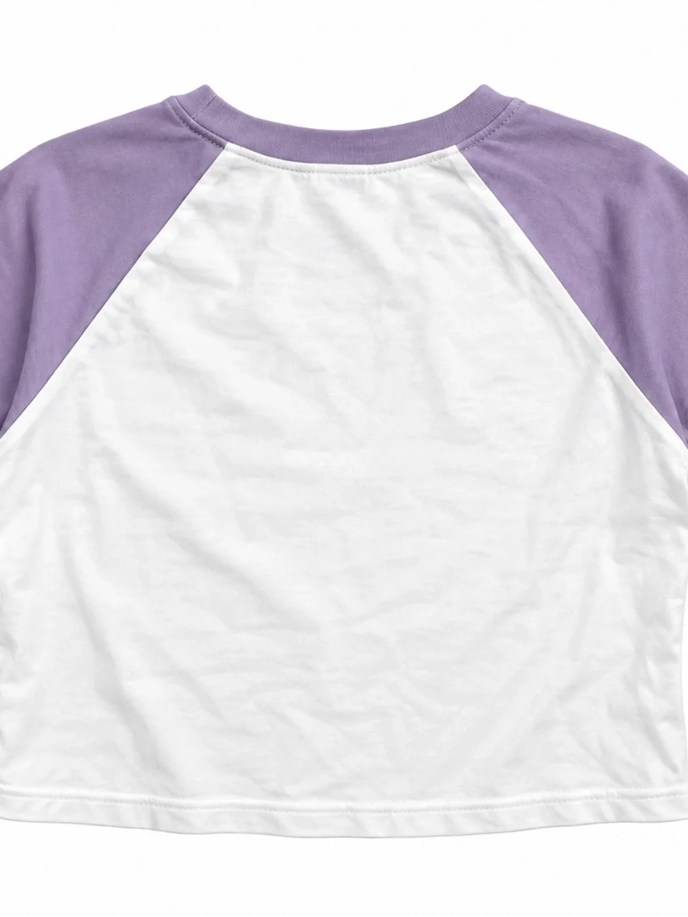 Hollister White Tee with Lavender Raglan Sleeves and 'New York' Graphic